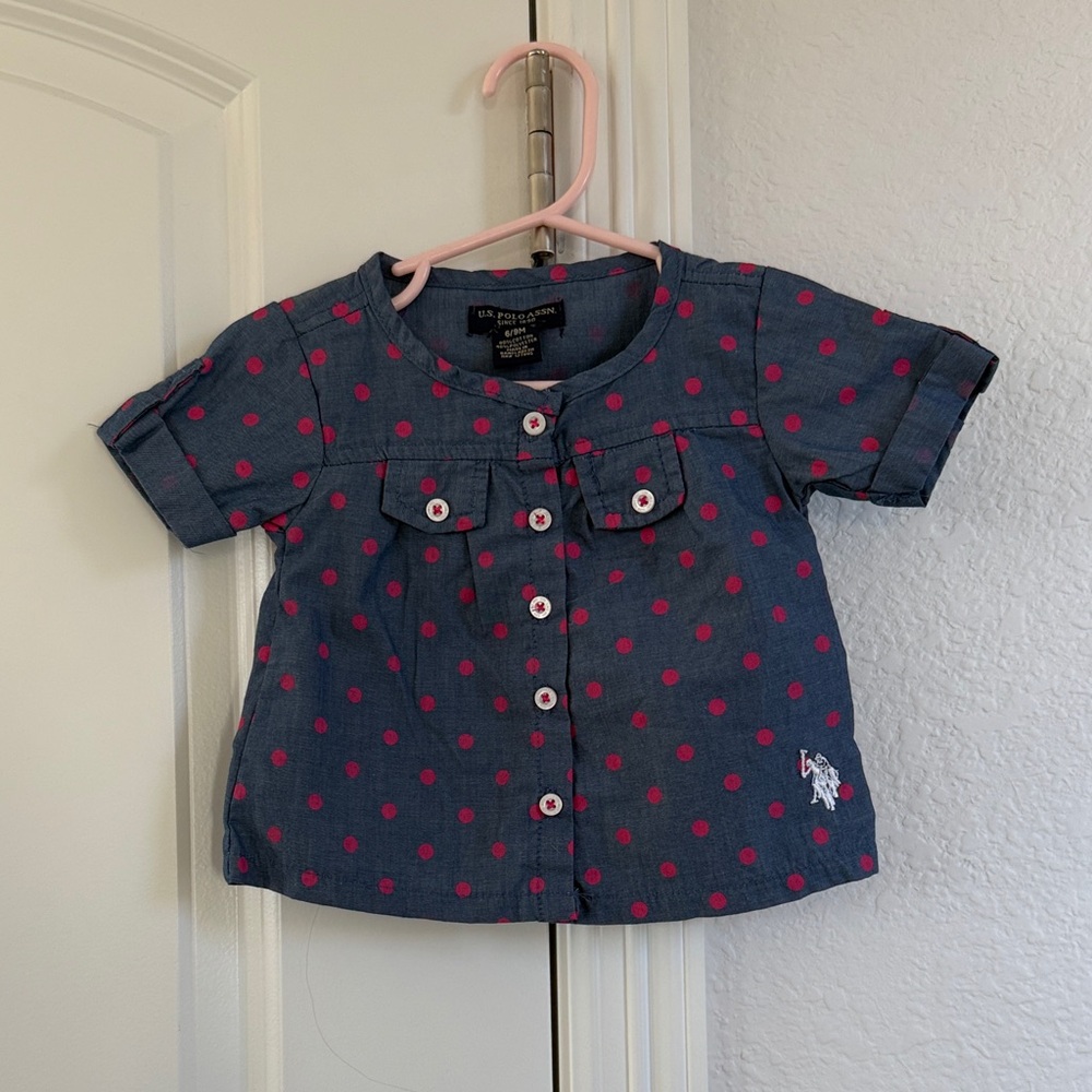 U.S. Polo Assn. Kids Button Down Shirt - Navy and Pink